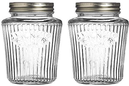 Kilner - Barattolo in vetro con coperchio a vite, stile vintage, 0,5 l, confezione da 2 pezzi, colore: Trasparente