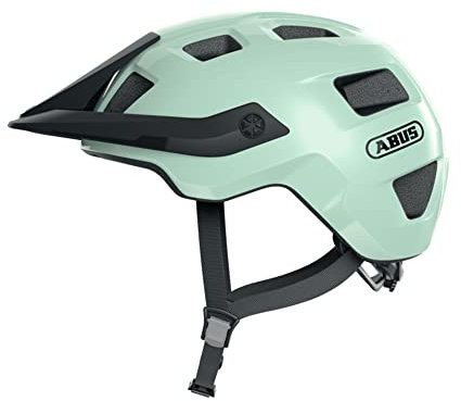 ABUS MTB-Helm MoTrip - robuster Fahrradhelm mit höhenverstellbarem Schirm für Mountainbiker - individuelle Passform - Unisex - Mintgrün Glänzend, L