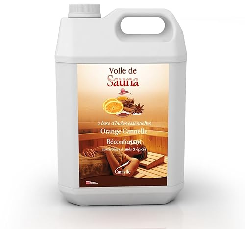 Camylle - Voile de Sauna Orange Cannelle - Fragrances à base d’Huiles Essentielles 100% Pures et Naturelles pour Sauna - Réconfortant aux arômes chauds et épicés - 5000ml