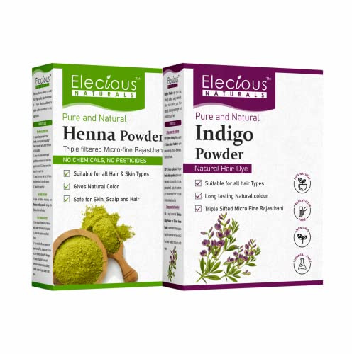 Elecious Naturals Indigo and Henna Powder for Black Hair Natural Hair Dye Chemical Free, PPD Free, Ammonia Free, Preservatives Free 7 Ounce Pack 2