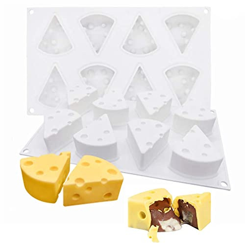 CANDeal Lot De 2 Moules en Silicone en Forme De Fromage à 8 Cavités, Moules à Gâteaux en Silicone, Moule De Cuisson en Silicone Antiadhésif