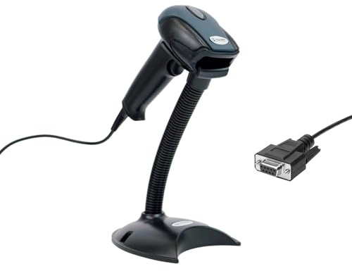 Automatisches Barcode-Lesegerät HD29A HDWR mit RS232 Kabel | Barcodescanner zum Lesen von Strichcode mit verstellbarem Standfuß | Schnelles Strichcode-Lesegerät| 1D Code