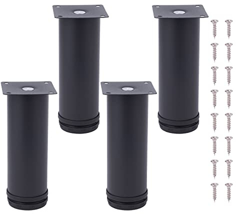 NAKUPENDA 4 Stück Möbelfüße Metall Verstellbar Möbelfüße Edelstahl Tischbeine Schrankfüße Möbel Füße für Schreibtisch Sofa Schrank (15cm Höhe,Schwarz)