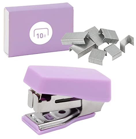 MICRO GRAPADORA PASTEL + 500 GRAPAS STARPLAST - Tamaño 3,5 x 1,5 cm, incluye caja pastel 500 grapas, colores pastel - XS LILA