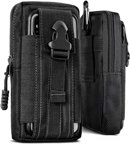 ONEFLOW Survival Case für OSCAL C80 Handy Gürteltasche aus Nylon mit Karabiner, Taktische EDC Tasche mit Gürtel Halterung, Etui Handyhülle Outdoor Handytasche, Schwarz