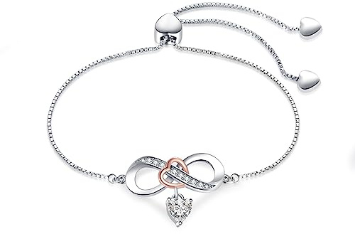 LSxAB Women Infinity Endless Love Symbol Bracelet Stainless Steel Adjustable Chain Bracelets Jewellery Gift