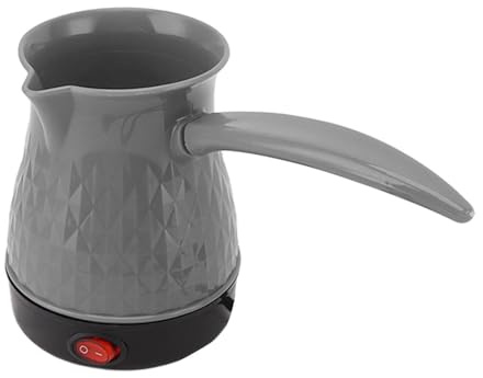 Fockety Cafetera Turca Eléctrica, Cafetera de Pavo Eléctrica Portátil de 500 Ml, Cafetera Eléctrica árabe, Griega y Turca de Acero Inoxidable con Mango Extraíble y Antiescaldaduras (Grey)