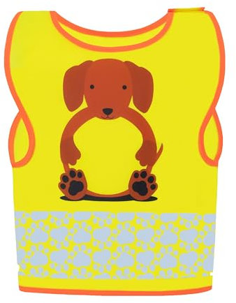 Korntex Kinder Warnweste Funtastic Wildlife - CO2 Neutral - Signal-Gelb Hund - XXS