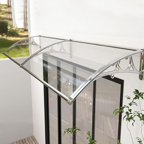 kubeier 60cm 80cm 100cm 120cm Vordach Überdachung Pultvordach Überdachung Haustür aus Aluminium und Polycarbonat, für Draußen Haus Balkon Garage Fenster Balkon Regenschutz,120×170cm/47×67