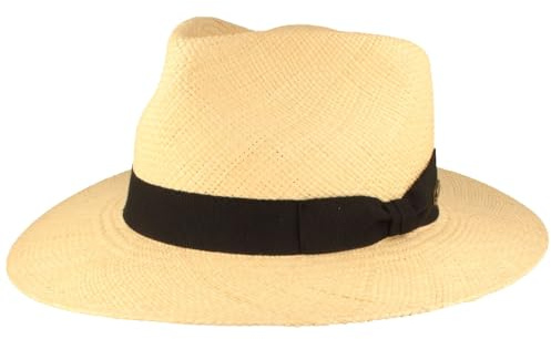 Bred original Panamahatt, halmhatt, sommarhatt, tillverkad i Italien, handflätad, UV-skydd 50+, brottskydd, Natur – brett brätte, L