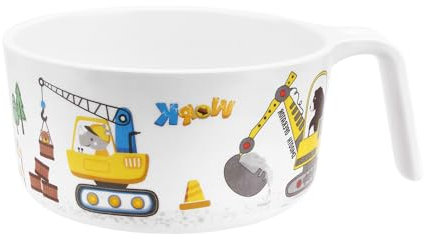 Qshare Babyschüssel,Baby Geschirrset mit Tiermotiv,Baby Geschirr,Kindergeschirr aus Melamin,Geschirr Baby für Kleinkinder,Babygeschirr Set (Bagger)