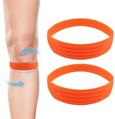 NQEUEPN 2 Correas Rodilla Tendón Rotuliano, Bandas Silicona Rodilla Rótula Rodillera Elástica Soporte Rodilla Bandas Flexibles Tendón Rotuliano para Saltador, Deportes, Hombres Mujeres (Naranja)