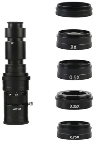 Mikroskop-Zubehör, 200 x 500 x C-Mount, optisches Objektiv, optionales 0,5 x 2 x 0,35 x Barlowobjektiv für Mikroskopkamera-Haltbarkeit und zuverlässige Leistung (Größe: 500 x mit 5 Objektiven)
