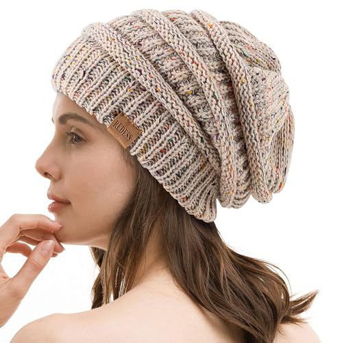 REDESS Slouchy Beanie Hat for Women Winter Warm Chunky Soft Oversized Cable Knit Cap