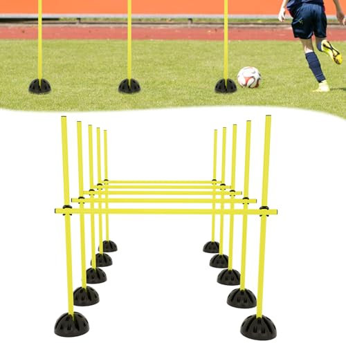VANCHEMO Agility - Set di barre per allenamento condizionale, con 15 aste, 10 piedi e 10 clip, colore: Giallo