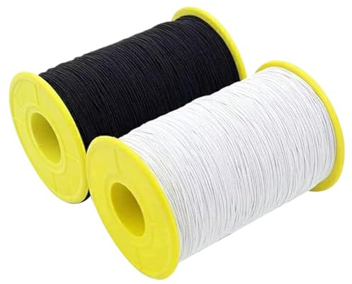 Elastisk tråd för symaskin, elastisk tråd, 2 rullar elastisk tråd för sömnad, 547 Yard 0,5 mm tjocklek elastisk sytråd för kjol, kappa, manschett