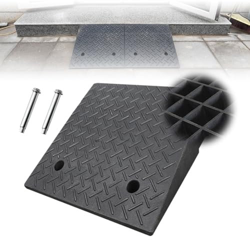 Tragbar Bordsteinrampe Schwerlast Gummi Auffahrrampe Türschwellenrampe Motorrad Rampe Für Auto Rollstuhl Roller Gabelstapler Schwar(50X50X19CM)