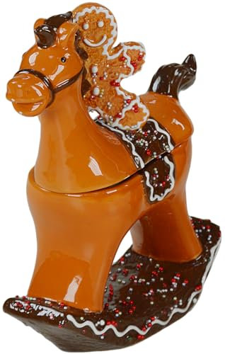 PuntoCasaStore Scatola Cavallo Grande con Pan di Zenzero Gingerbread 22×8×31 cm Decorazione Idea Regalo Natalizia 2024