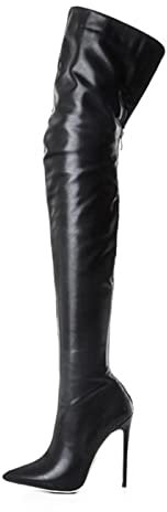 Modestövlar för kvinnor 11CM/4.33IN Over The Knee Boots Höga klackar Lår Höga stövlar Stiletto Festskor Höststövlar Damskor i stor storlek