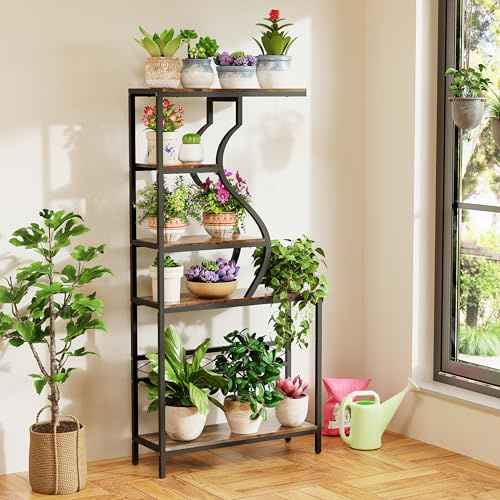 unho Blumenregal Pflanzenregal mit 5 Ablagen, 180 cm Hoch Pflanzenständer Blumenständer für Indoor Balkon Wohzimmer