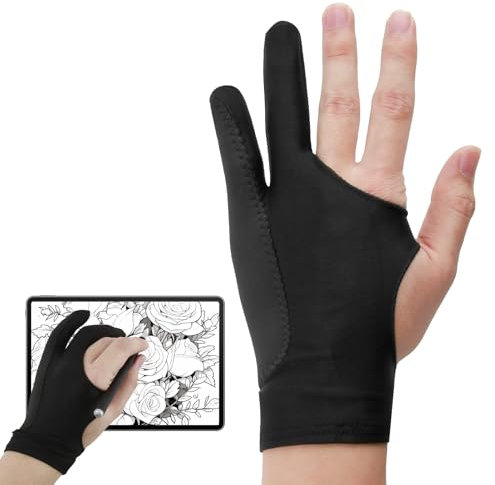 JRILUO Graphic Tablet Drawing Glove, 3-Layer Accidental Anti-Touch Gloves for Tablets, Anti-Smudging Tablet Gloves, Elastic Artist, Suitable for Drawing Pen for Table