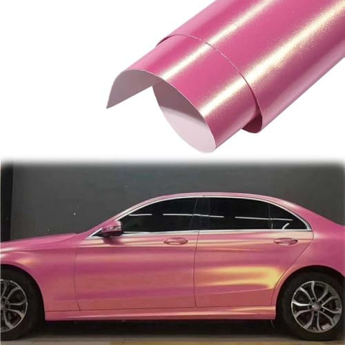 XhuangTech Car Wrap Film Pink Glitter, Air Release Auto Sticker Self-Adhesive Decal, DIY Bubble-Free Paint Film Exterior Interior Accessories for Car, Motorbike, Bicycle, Furniture (152x30CM)