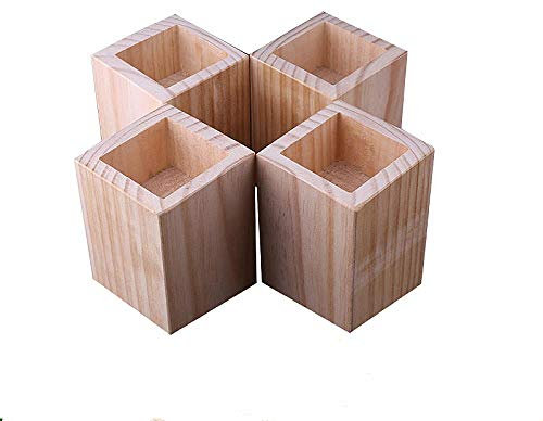 Betterhöhungen aus Holz, 15 cm Höhe, Elefantenfüße, 4 Stück, Möbelheberbeine für Unterbettaufbewahrung, 7 x 7 cm Innendurchmesser, Nut