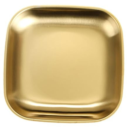 DimyFew Bandeja de Acero Inoxidable Reutilizable para La Preparación de Alimentos Y El Servicio en Cocinas, Oro, Individual