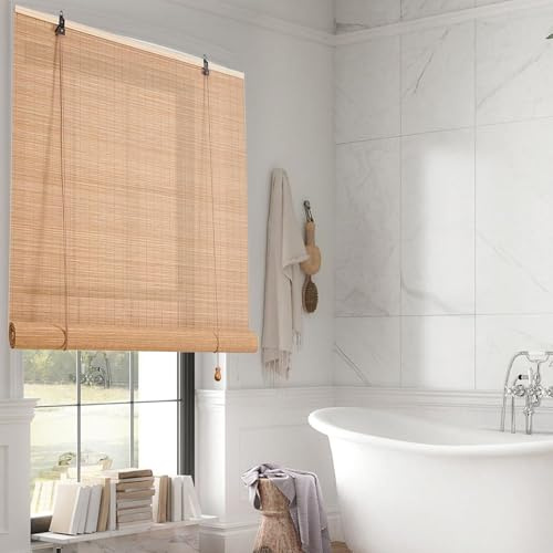 Bamboo Roll up Shade Retro Bamboo Blinds 90 100 110 120 160 180cm Wide Sunshade Kitchen Blinds Roller for Windows Outdoor Blinds for Pergola Privacy Screen Bamboo Curtain for Indoor Garden Patio
