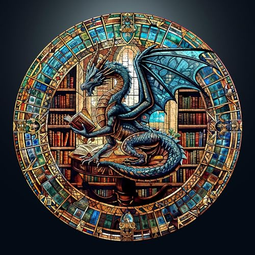 Charmible Puzzle 1000 Teile Erwachsene, Puzzle Drache, Jigsaw Puzzle Rund | 67.5x67.5cm Erwachsene Puzzle,Puzzle Rund 1000 Teile,Papier Flache Puzzle mit 3D-Visualeffekte,Puzzle Schwer Anspruchsvoll