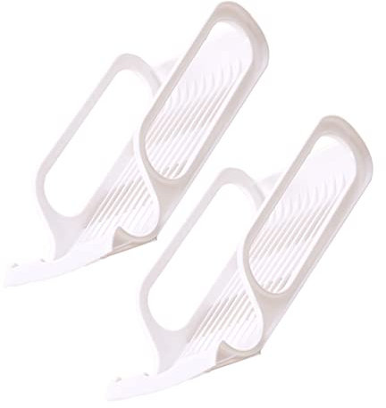 GLEAVI 2pcs Stackable Refrigerator Beverage Storage Rack and Beer Can Holder White Plastic Organizer for Kitchen Fridge Fruits and Bowls Cold Storage Basket