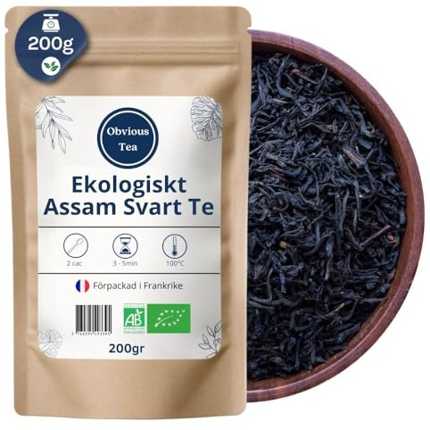 Ekologiskt Assam svart te GBOP - Veganskt lösbladste, 100 % naturligt, icke-GMO - Ekologiskt odlat - 200 g tepåsar (100 koppar)