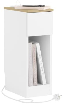 SoBuy comodino 20cm con stazione di ricarica e battiscopa, 20x35x60cm