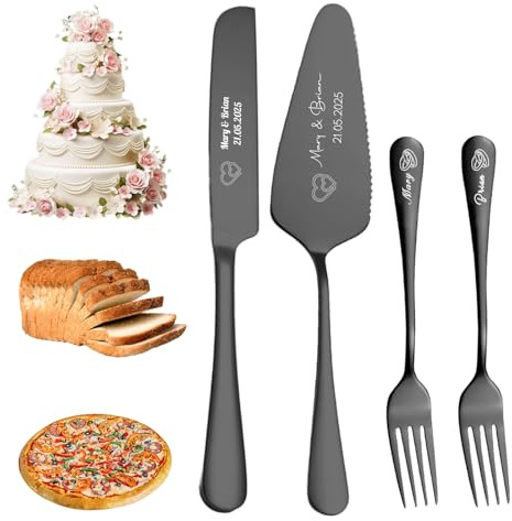 FKF Tortenheber inkl. Tortenmesser im Set mit Gravur, Individueller Name | das als personalisiertes Geschenk zur Goldenen Hochzeit für Geburtstage und Jubiläen verwendet werden kann