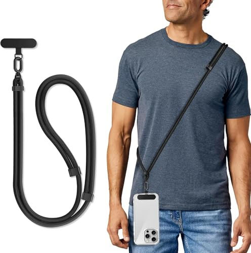 newplenty Handykette Universal, Handyband zum Umhängen aus doppeltem, Handykordel zum Umhängen,Handy Lanyard mit Patch, Verstellbar Handyband mit jeder Hülle kombinierbar