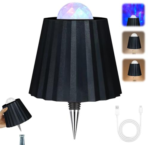 RIRIDAMAI Flaschenlampe Aufsatz mit Sternenhimmel Projektor, LED Flaschenleuchte zum Stecken Aufladbar, Kabellose Flaschenlampe Dimmbar, Tischlampe, Lampe für Flaschenhals, Touch Flaschen Lampe