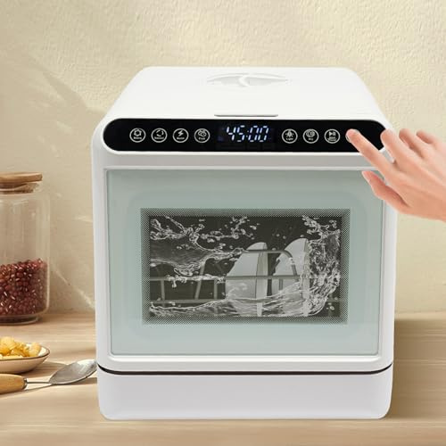 Diskmaskin, 1,1 kW, diskmaskin, 4 tvättlägen och varmluftscykeltorkning, diskmaskin med 6 liters vattentank och skalhållare för hem, camping, husbil