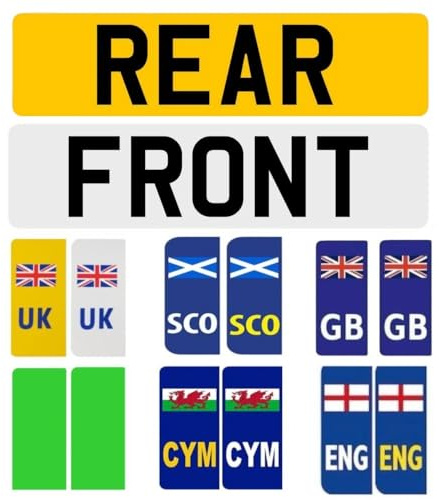 Kaydeep Front and Rear Number Plate,2D I 3D I4D Style with UK Regional Flags GB,EV,UK,SCO,CYM,ENG for Car, Van, Truck