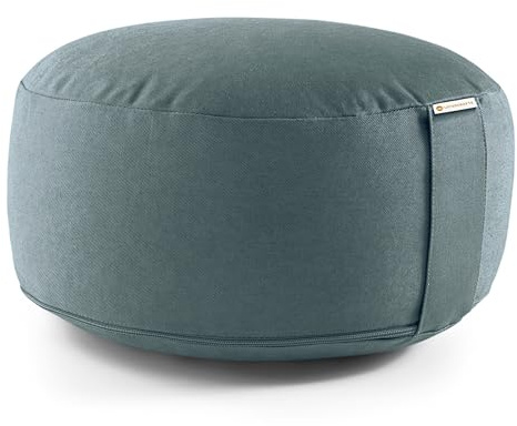Lotuscrafts Yogakissen Meditationskissen Rund Lotus - nachhaltiger Bio-Baumwoll Bezug - GOTS Zertifiziert - Sitzhöhe 15cm - komfortable & entspannte Mediation - Yoga Sitzkissen mit Dinkelfüllung