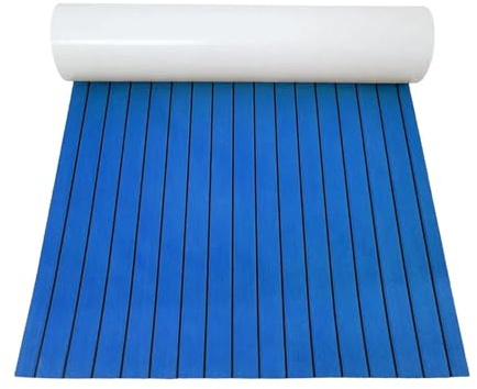 DSFIHJO Pavimentazione per Barche 900x2400x5mm Eva Foam Faux Teak Flooring Decking Sheet Non-Skid Self Adhesive Boat Deck Anti-Fatigue Mat Yacht Pad Adesivo(Blue-Black Accents)