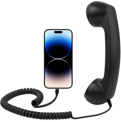 Retro Phone Handset – Type C Headset, Comfortable Grip, Microphone Noise Cancelling | Vintage Style Mobile Adapter For Office Desk Home Bedside Bathroom Living Room School Hospital Daily Use