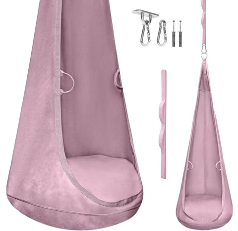 MAMOI® Samtkokon – Hängesessel für Innenräume mit weichem Kissen, eleganter Hängesitz mit Griffen, Premium-Samt, robuste Konstruktion mit Aufhängeelement