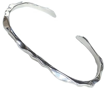 CYLRWSR Bracelet Torsadé Vague Mode Femme Tendance Nouveau Minimaliste Solide Irrégulier Concave et Convexe Ouverture Bracelet