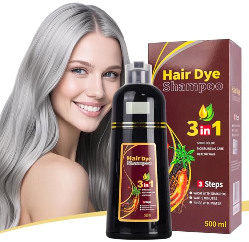 Shampoo colorante 3 in 1, copre capelli bianchi, tintura naturale a base vegetale, facile da usare, lunga tenuta, per donne e uomini,disponibile in 9 colori di tendenza, 500 ml (Sliver)