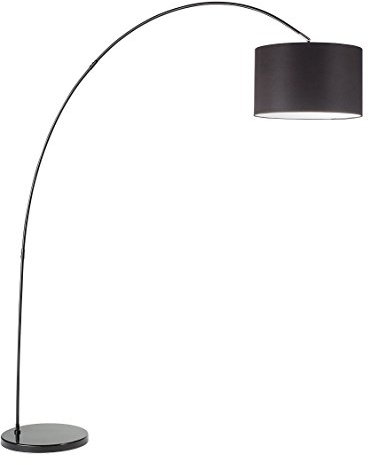Lampada da terra ad arco modello 6304N Perenz Questa lampada da terra e realizzata con una montatura in metallo verniciato bianco e paralume in stoffa Nero