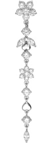 PIERCINGLINE surgical steel dangle belly button piercing with flower tendril - belly button ring surgical steel, gold, silver, rosegold piercing - new version with improved durability