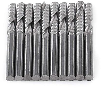 Akozon 10pcs fraise carbure de tungstène embout unique flûte spirale CNC routeur 3.175x17mm
