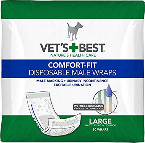 Vets Best Comfort Fit - Pannolini usa e getta per cani maschi, assorbenti, a prova di perdite, grandi, 30 pezzi