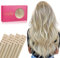 WENNALIFE Extensiones Adhesivas Pelo Natural, 35cm 50g 20 Piezas, Rubio Ceniza a Rubio Dorado y Rubio Platino Extensiones Adhesivas Extensiones Pelo Remy Natural Cabello Humano Natural