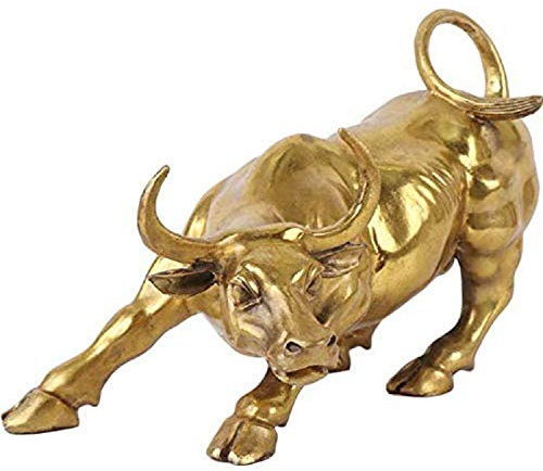 Siunwdiy Wall Street Stier Figur Messing Skulptur Deko Feng Shui Goldenes Geld Stier Ochse Statue Reichtum Statue Messing Börse Stier Figur GlüCk Und Reichtum Handgefertigte Geschenk,Messing,Large